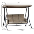 thumbnail image 3 of Outsunny Balançoire de Porche Extérieure pour 3 Personnes avec Auvent Réglable, Brun, 3 of 10