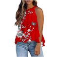 thumbnail image 1 of Weiqiqre Womens Summer Outfits Adjustable Tie Neckline Ruffle Hem Sleeveless Flowy Halter Tops, 1 of 6