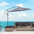 thumbnail image 2 of Outsunny 10ft Offset Patio Umbrella with Base, Grey, 2 of 9