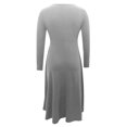 thumbnail image 5 of Robes Grises pour Femmes Couleur Unie à Manches Longues Robe en Dentelle Patchwork Grande Taille Col Rond Ajustée et Évasée Tendance Vacances Robe Décontractée Maxi Mode Quotidien Blouse Trapèze Dos Nu Robe Plissée,S, 5 of 5