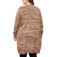 thumbnail image 3 of GRACE & GRANDEUR Plus Size Cardigan for Women Long Sleeve Open Front Knit Pockets Coat Brown 4X, 3 of 5