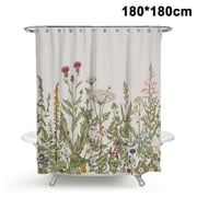 Shower curtains anti-mold, anti-bacterial, washable bathtub curtain polyester fabric with 12 shower curtain rings
