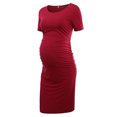 thumbnail image 2 of Penkiiy Robe Moulante de Maternité Froncée sur le Côté pour Femme, Robe Décontractée à Manches Courtes pour Usage Quotidien Ou Shower de Bébé, Rouge pour L, 2 of 5