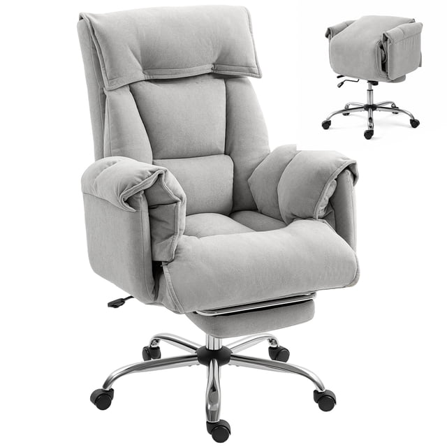 HOMCOM Executive Office Chair, Computer Desk Chair with Footrest, Grey