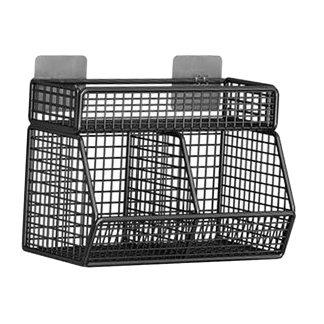 simhoa Fruit Storage Basket Wall Mount Onion Storage Wire Basket for Kitchen Pantry 2 Grids