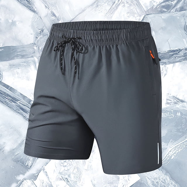 EOYWHK Compression Shorts Men Elastic Waist Breathable Gym Running Hiking Athletic Shorts with Multi-Pockets