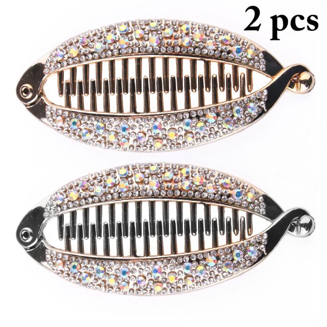2 Pcs Pinces Banane en Strass Élégantes Créatives Pinces Peigne pour Cheveux Pinces à Cheveux Banane