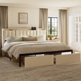 thumbnail image 1 of GUNAITO King Bed Frame with Storage Headboard Upholster Platform Bed Frame with LED Lights and USB Ports & Outlets Beige, 1 of 9