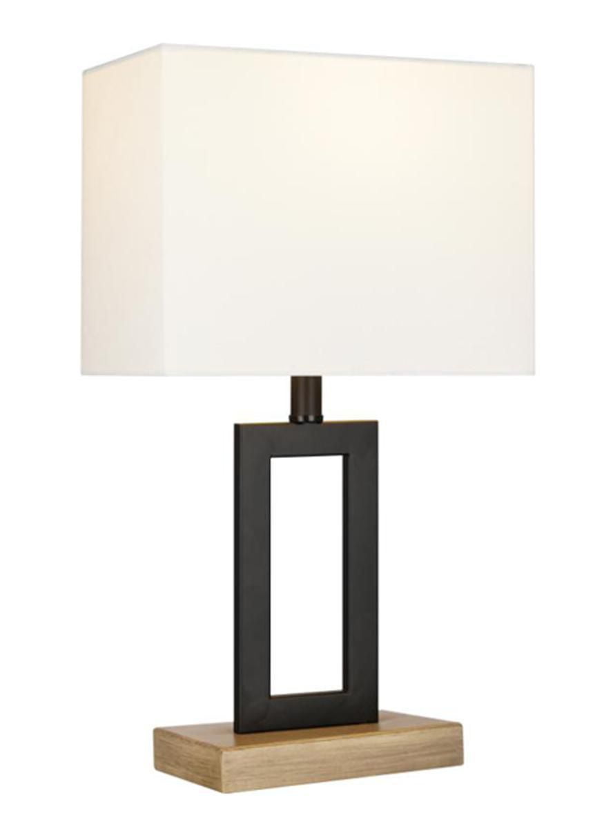 16" Modern Rectangular Steel Table Lamp with Rectangular Shade