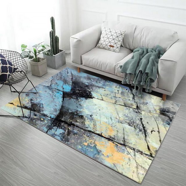 Modern Abstract Area Rug, Non-Shedding Living Room Bedroom Dining Home Office Crystal Velvet Carpet, 2' x 3', Ink Painting
