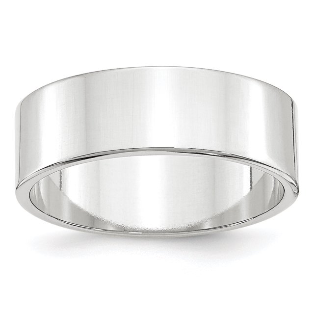 14K White Gold 7mm Light Weight Flat Band Size 10.5