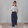 thumbnail image 1 of PMVFHDE Kids Pants Medium And Large Children Casual Girls Solid Color Drawstring Sweatpants,Navy,7-8 Years, 1 of 6