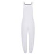 thumbnail image 3 of HAiming Women's Cotton Overalls Casual Loose Button Jumpsuits Adjustable Straps Wide Leg Rompers with Pockets, 3 of 5