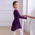 thumbnail image 4 of Robes Filles Manches Longues Robe de Ballet Unie Danse pour Enfants Filles Justaucorps Tutu Tenue Performance Pratique Robe Douce Extensible Robe Ado Fille Violet Foncé 2 Ans-3 Ans, 4 of 6
