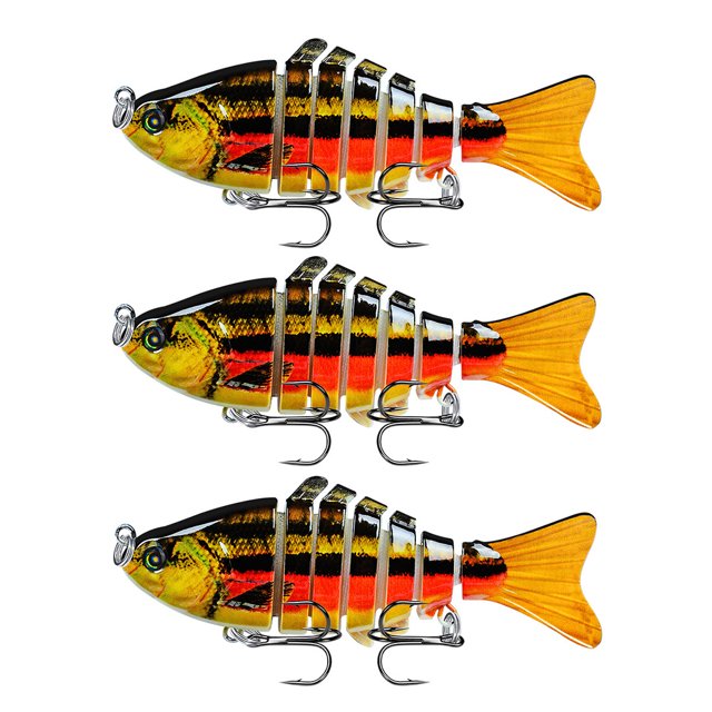 Lot de 3 Leurres de Pêche Eau Salée Appâts Réutilisables avec Perle Attraction Extérieure Swimbaits Artificiels Crankbait 10cm Type 10