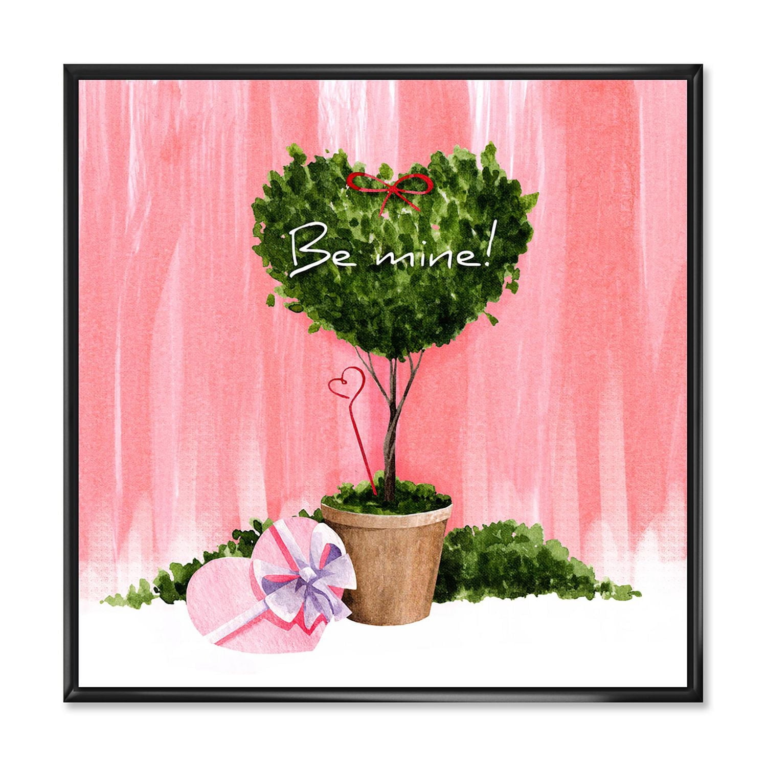 Designart Plante d'intérieur de la Saint-Valentin en forme de coeur ART MURAL À CADRE FLOTTÉ