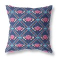 thumbnail image 1 of Lotus Peacock Rose Suede Zippered Pillow with Insert Indigo Pink, 1 of 4