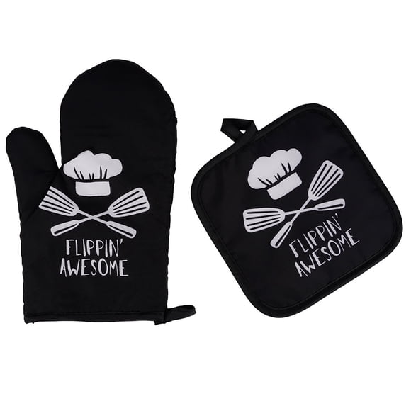 Oven Mitts and Pot Holders Set Heat Resistant Cotton Kitchen Gloves with Non Slip Pot Pad for Baking Cooking BBQ and Home Kitchen Use