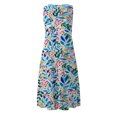thumbnail image 4 of HKEJIAOI Liquidation des Ventes Robe Fleurie pour Femmes Robe d'Anniversaire Femmes Sans Manches Col Rond Imprimé Poche Grande Taille Robe de Nuit Longue Robes Amples Robe Bleue, 4 of 5