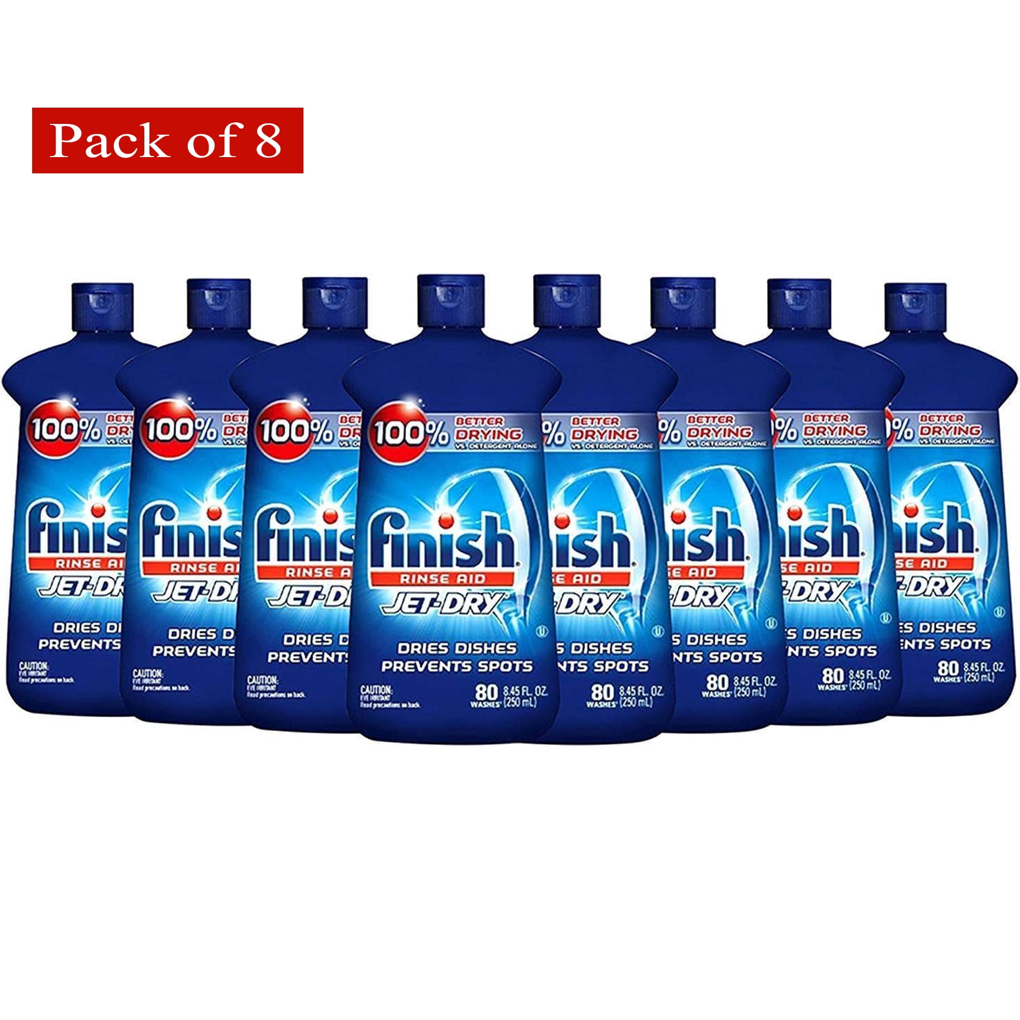 Finish Jet-Dry Rinse Aid, Dishwasher Rinse Agent & Drying Agent 8.45 oz (Pack of 8)