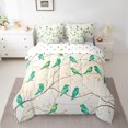 thumbnail image 2 of Erosebridal Ensemble de Literie Vert avec Oiseaux, Format Simple, Branches et Feuilles, 7 Pcs, 2 of 5