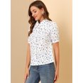 thumbnail image 4 of INSPIRE CHIC Women's Floral Cotton Lace Trim Panel Point Collar Button Down Shirt, 4 of 6