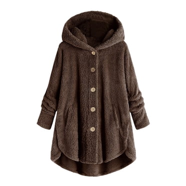 Pisexur Cardigan à Capuche pour Femme Veste Vintage Duveteuse d'Hiver à devant Ouvert Ponchos en Molleton Cape Cape Manteau Manches Longues Pull-Over Grande Taille Haut à Boutons Robe