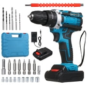 Mistaha Cordless Drill Driver Set with 2 Lithium Ion Batteries and Accessories, Blue Color - US Standard, YH-2120