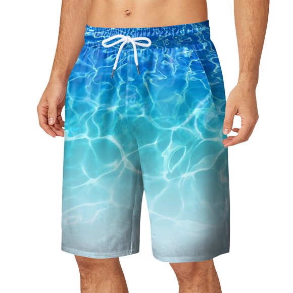 Ketyyh-chn99 Mens Board Shorts Swim Trunks Beach Fashion Men's Swim Trunks Beach Board Shorts with Pockets Lining Bathing Suits Blue,3XL