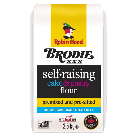 Robin Hood Brodie, Self-Raising Cake & Pastry Flour, 2.5kg, Made with 100% Canadian Wheat
