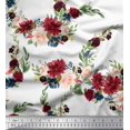 thumbnail image 1 of Soimoi White Heavy Canvas Fabric Ranunculus & Penoy Floral Print Fabric Prints By the Yard 58 Inch Wide, 1 of 1