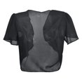 thumbnail image 3 of Women's Solid Short Sleeve Cropped Chiffon Cardigan - Open Front, Stylish, Daily Wear, 3 of 3