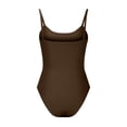 thumbnail image 4 of Penkiiy Women's Rompers Women's Threaded Low Neck Sleeveless Tank Top Skinny Bodysuit Coffee S Rompers, 4 of 5
