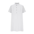 thumbnail image 4 of Robe d'Été pour Femmes 2024 Mode Grande Taille Décontractée Ample Unie Coton Col en V Manches Courtes Robe Robe Soleil Rabais de 50 % Liquidation!, 4 of 6