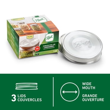 Ball Stainless Steel Mason Jar Lids, Wide Mouth, 3 Pack