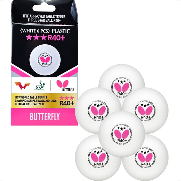 Butterfly R40+ 3-Star Ball White 6-Pack