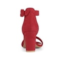 thumbnail image 3 of BLISSFUL STEP Women's Shoes Ankle Strap Block Heel Buckle Open Toe Sandals Red 11, 3 of 8