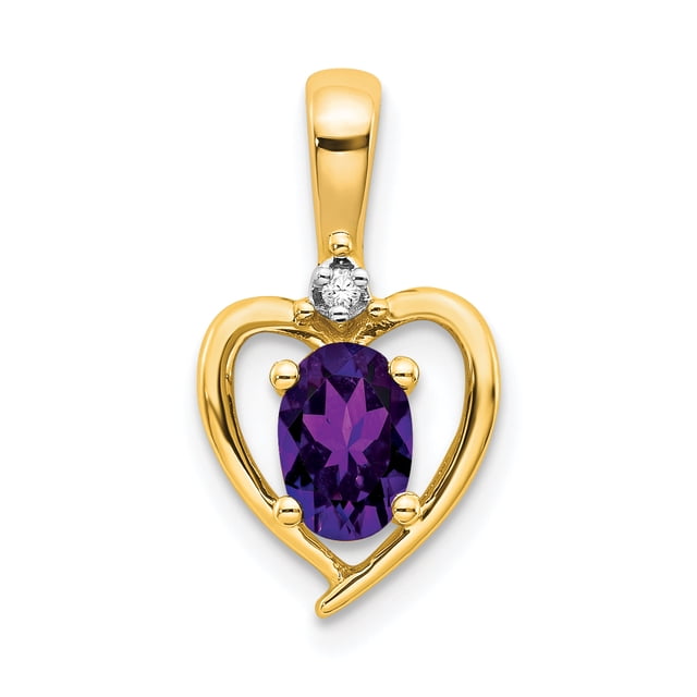 14K Yellow Gold Diamond & Amethyst Pendant