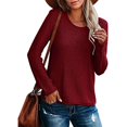 thumbnail image 3 of Mrat Ensembles de Chandails Femmes Chandail à Col Rond Tricot Sans Manches Hauts Chandail Léger Chandail Manches Longues Hauts Chandail Rouge G, 3 of 6