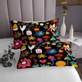 thumbnail image 3 of Erosebridal Colorful Flower Floral Coverlet Set Queen, Groovy Blossoms Leaves Bedding Set 3 Pieces, 3 of 5