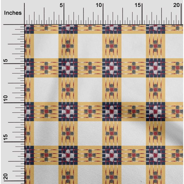 oneOone Silk Tabby Fabric Check Ikat Print Fabric By The Yard 42 Inch Wide