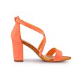 thumbnail image 3 of BLISSFUL STEP Sandales à Talon Bloc pour Femmes à Paillettes à Brides Croisées Orange 10, 3 of 7