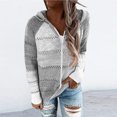 thumbnail image 2 of 2025 Cardigan pour Femmes Femmes Décontracté Patchwork Grande Taille Chandails pour Femmes Manches Longues Chandail à Capuche Femmes Plus Cardigans, 2 of 7