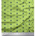 thumbnail image 1 of Soimoi Green Silk Fabric Geometric Plus Sign & Jamdani Decor Fabric Printed Yard 42 Inch Wide, 1 of 1
