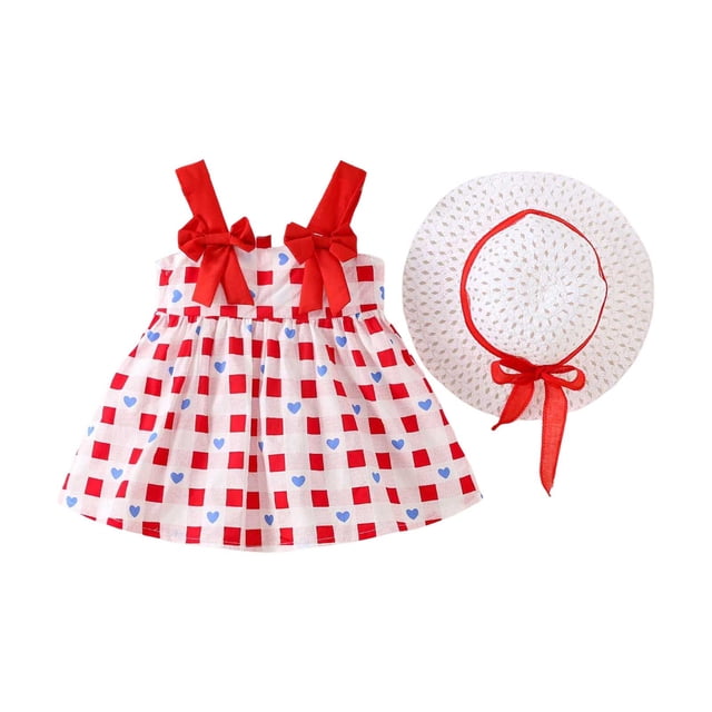 Robes pour Bébé Sans Manches, Robes Tutu, Robe d'Été pour Filles avec Chapeaux, Deux Pièces, Robe de Fée, Tout-Petit 1-2 Ans