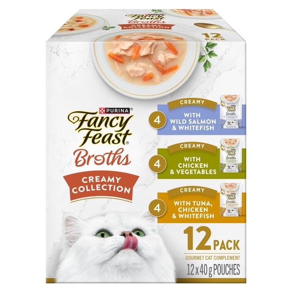 Fancy Feast Bouillons crémeux Collection Emballage assorti, Gâteries pour Chats 40 g x 12