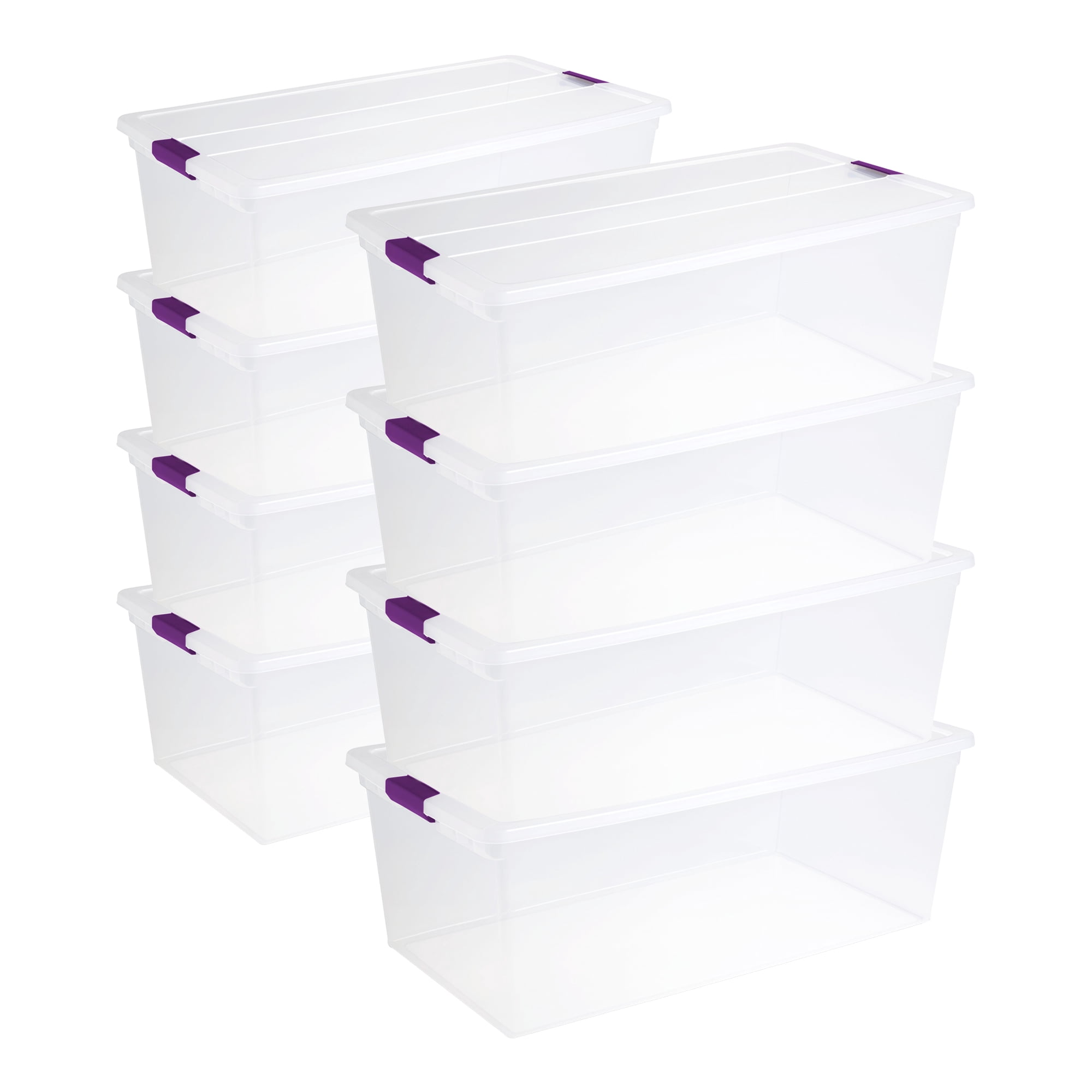 Sterilite Boîte de Rangement Transparente de 110 Qt avec Couvercle à Loquet Sécurisé, (Lot de 8)