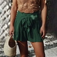 thumbnail image 2 of Timegard Cotton Linen Shorts for Women Elastic High Waisted Drawstring Smocked Flowy Beachwear Shorts, 2 of 7
