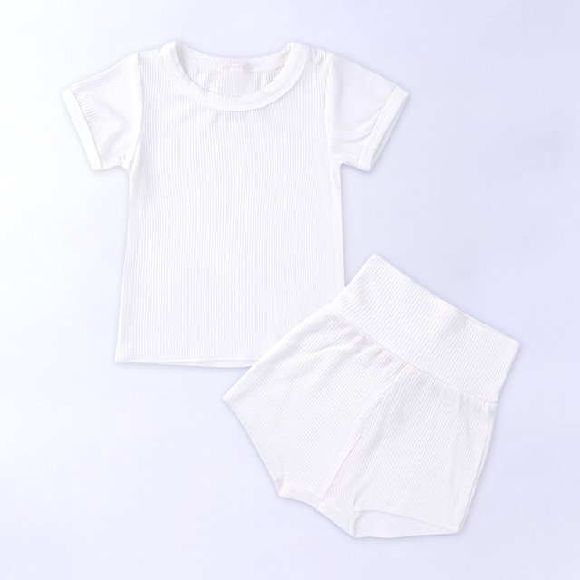 LSLJS Newborn Infant Baby Girl Boy Clothes Short Sleeve Tops T-Shirt+Shorts Solid Color Two Piece Outfits Set