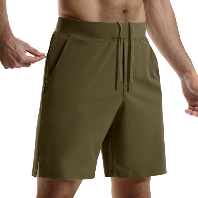 Men's 7 Inch Stretch Work Shorts - 4 Pockets Lightweight Polyester/Spandex - Casual/Beach - Zipper Fly, S-XXXL
